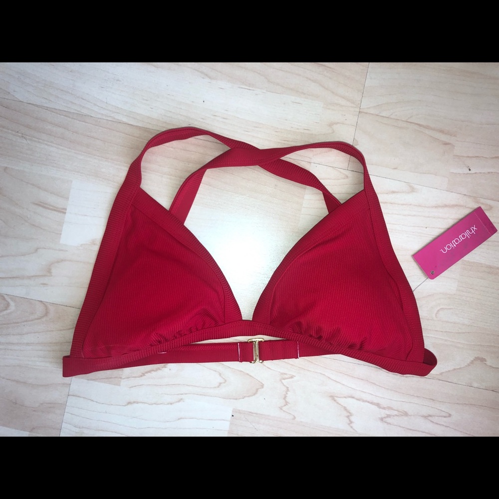 Red triangle bikini top